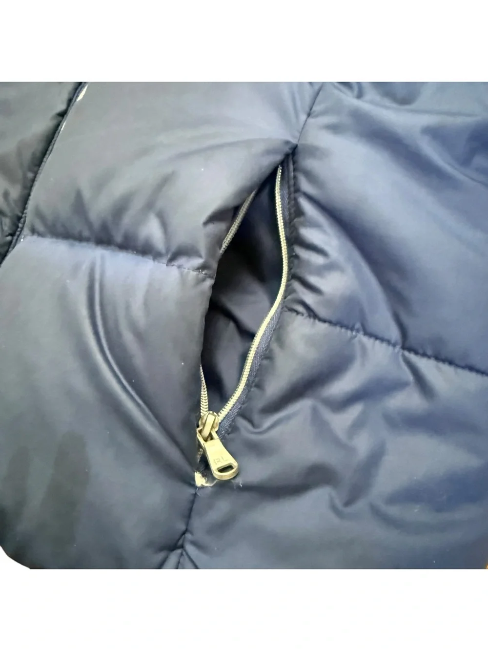 Polo Ralph Lauren Puffer Coat Girls Large 12-14 Winter Jacket Navy Blue Pony